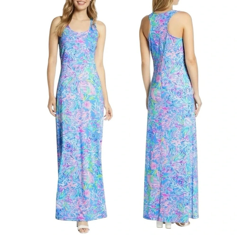 Lilly Pulitzer Treena Maxi Dress Size XL Multi All Together Cotton Sleeveless